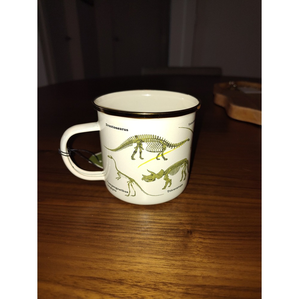 Gift Republic Dinosaur Skeleton Enamel Mug Cream Tyrannosaurus Rex GR270058 NEW - Picture 3 of 5